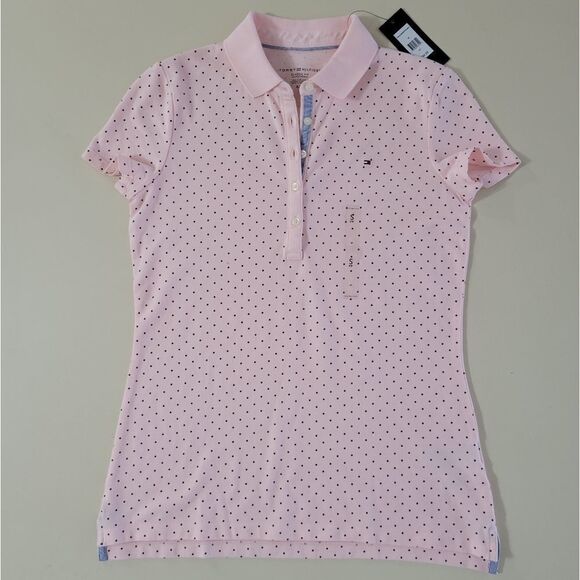 Tommy Hilfiger Classic Fit Pink Dotted Women's Polo - Picture 5 of 15